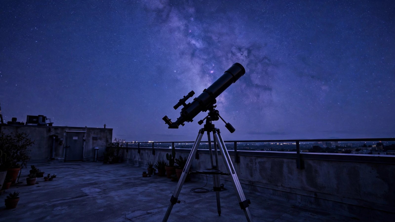 Telescope pointing at a starry night sky, illustrating Sushant Singh Rajput's passion for astronomy